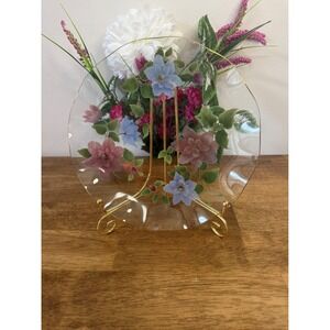 Vintage Chance Glass Floral Plate Scalloped Edge & Gold Trim – England MCM Decor